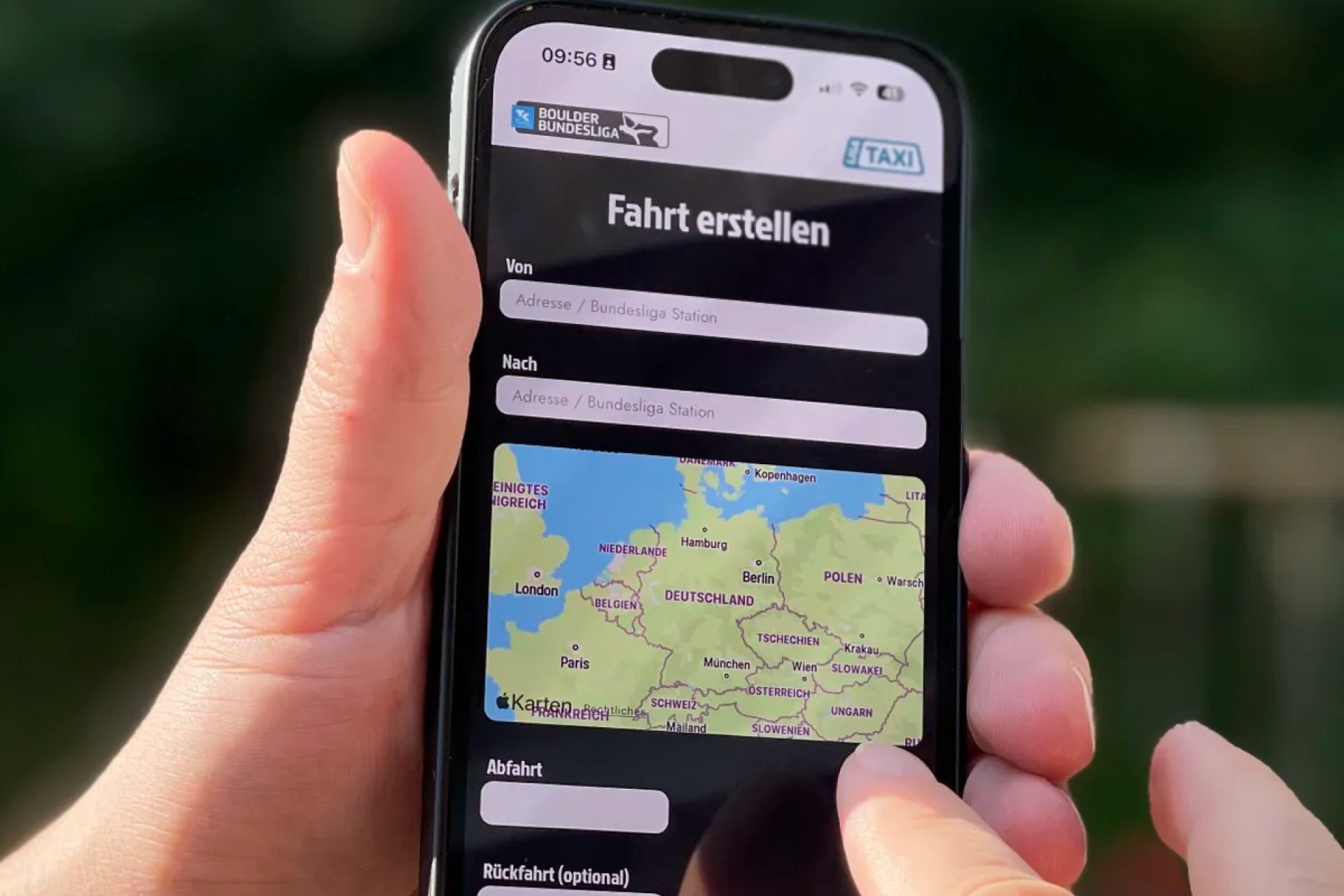 Die App Toehook der Boulder Bundesliga in Verwendung.